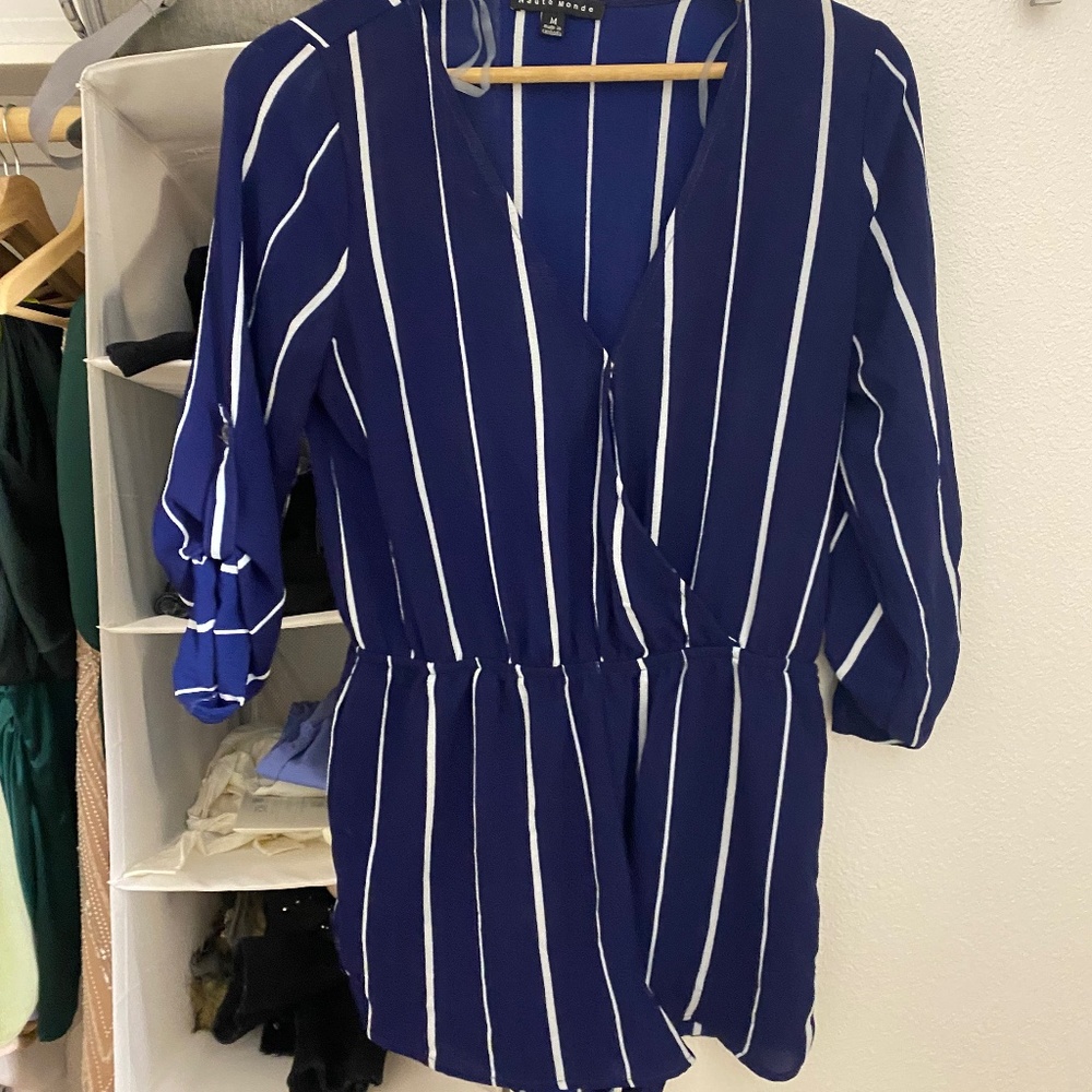 pinstripe navy jumpsuit/romper